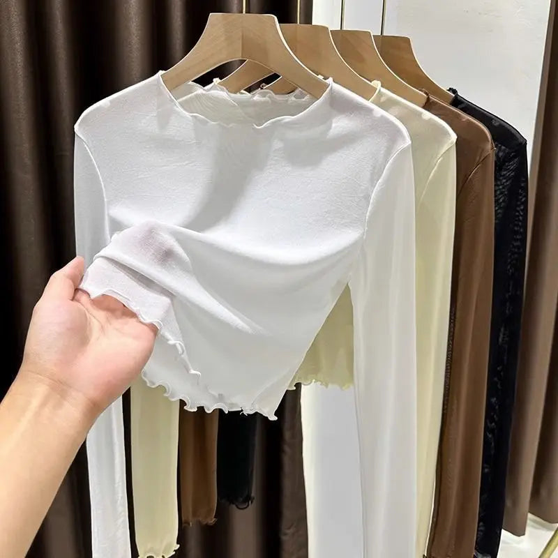Women’s Slim See-Through Long Sleeve Casual Top