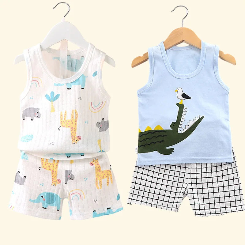 Kids Summer Vest & Shorts Set – Cartoon Sleeveless Outfit