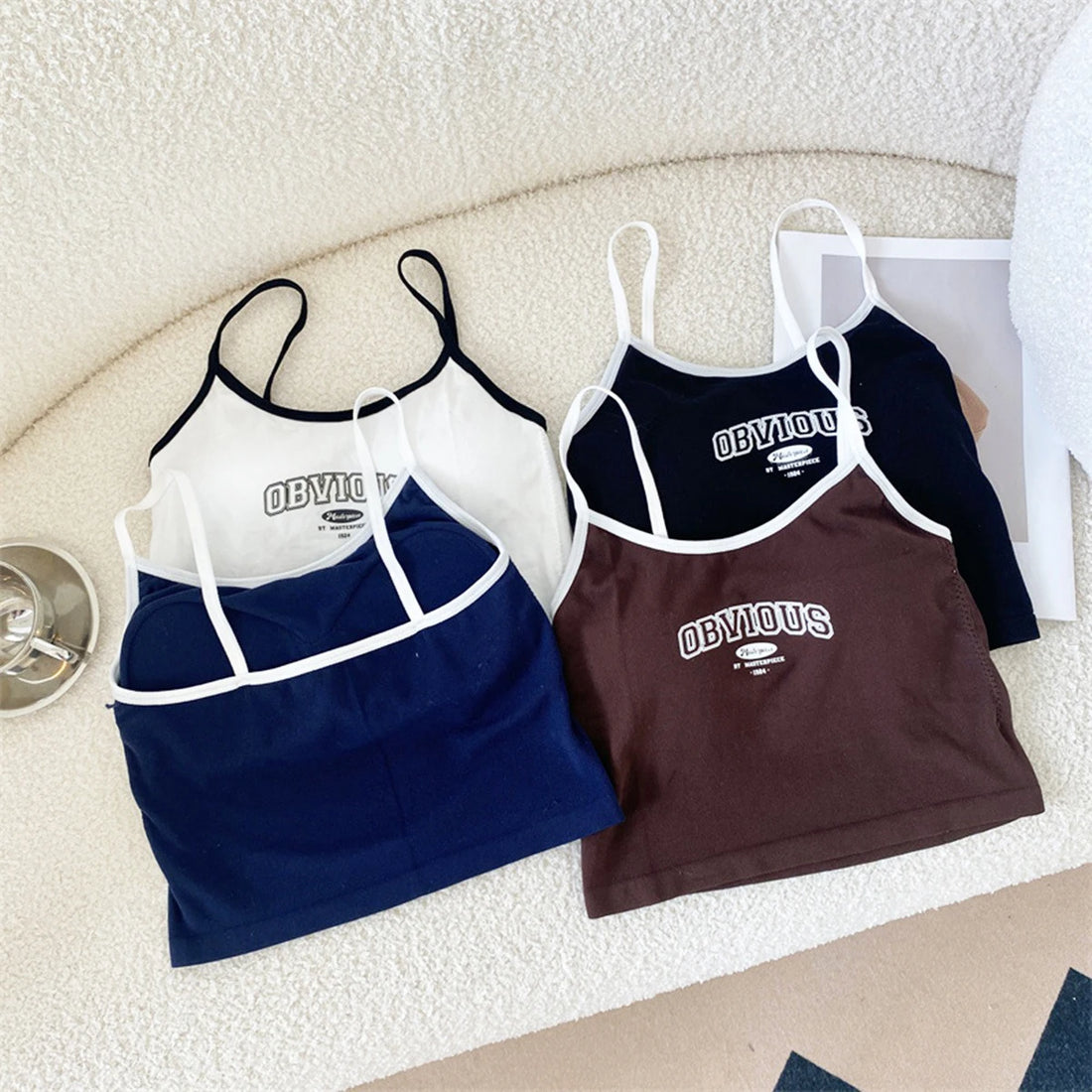 Summer Letter Printing Spaghetti Strap Crop Top