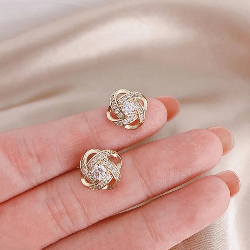 Light Luxury Zircon Cross Stud Earrings