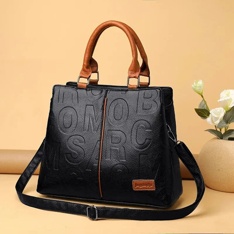 Women’s PU Leather Casual Shoulder & Crossbody Tote Bag