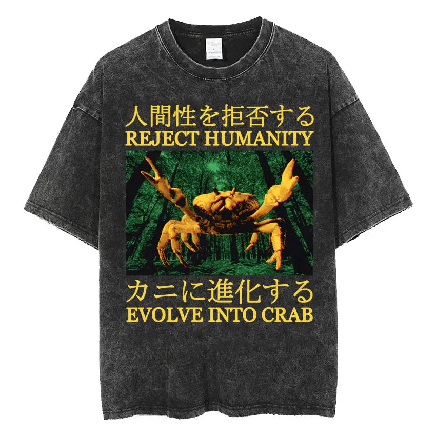 Retro Frog Print Oversized T-Shirt | Funny Japanese Style Tee