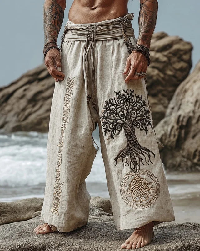 Men’s Retro Viking Celtic Skeleton 3D Printed Casual Drawstring Pants