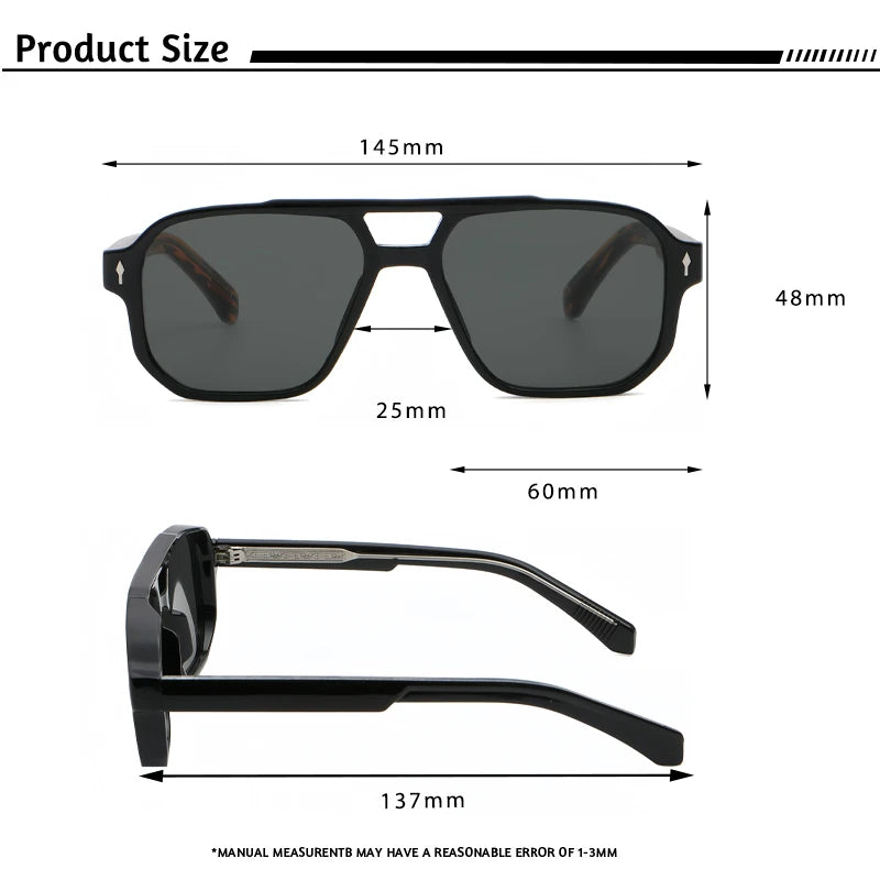 CATERSIDE Vintage Punk Double Bridges Pilot Sunglasses