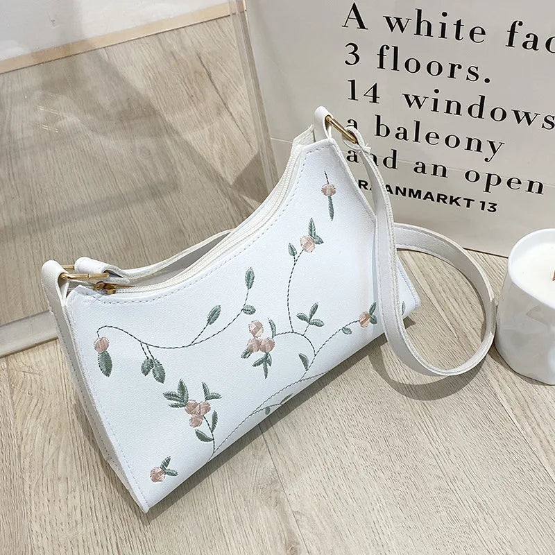 Summer Floral Lace Stitching PU Leather Shoulder Bag