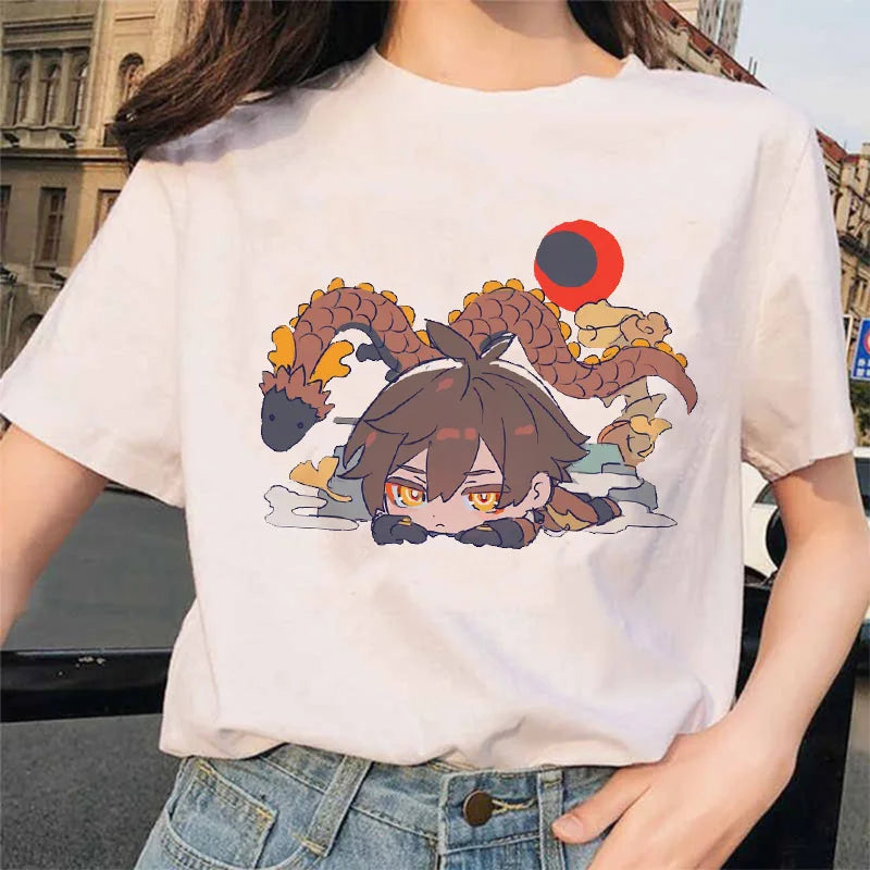 Women’s Genshin Impact Zhong Li T-Shirt | Cartoon Streetwear Tee