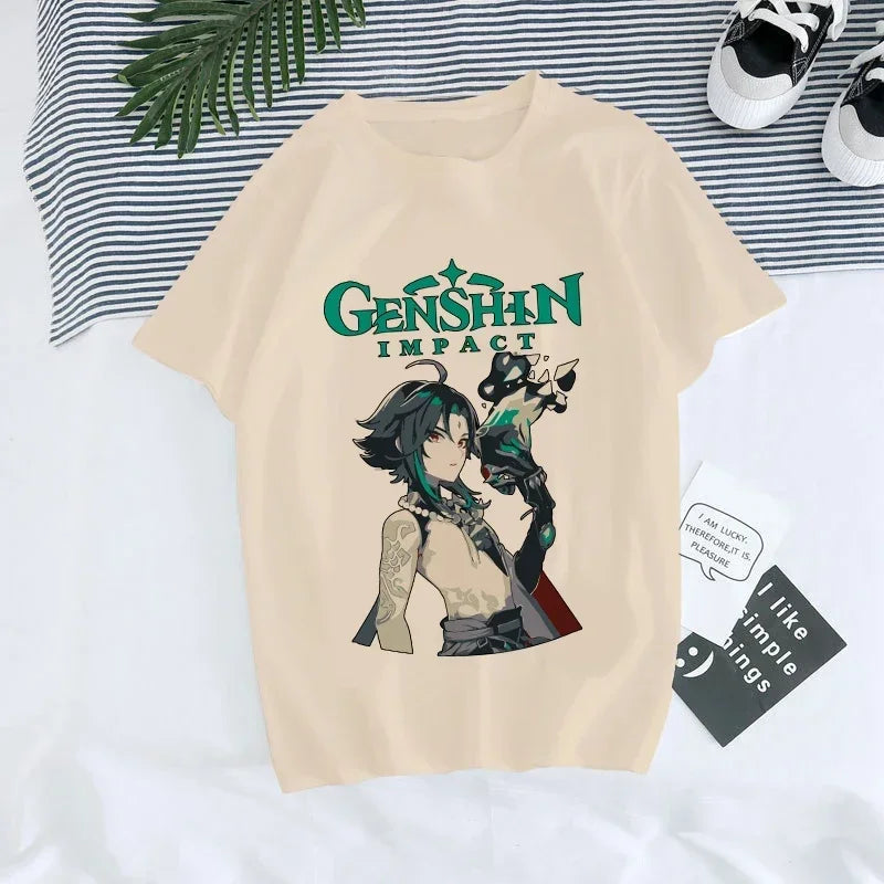 Genshin Impact Kawaii Graphic T-Shirt | Harajuku Anime Tee for Women