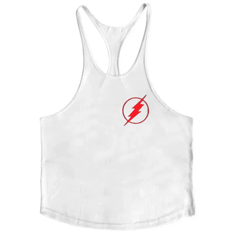 Men’s Cotton Lightning Graphic Y-Back Tank Top – Gym & Workout Vest