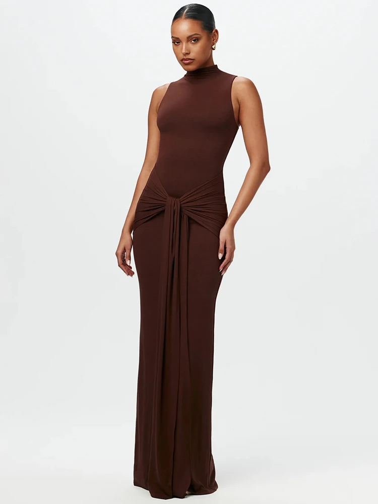Mozision Half High Collar Irregular Tank Dress