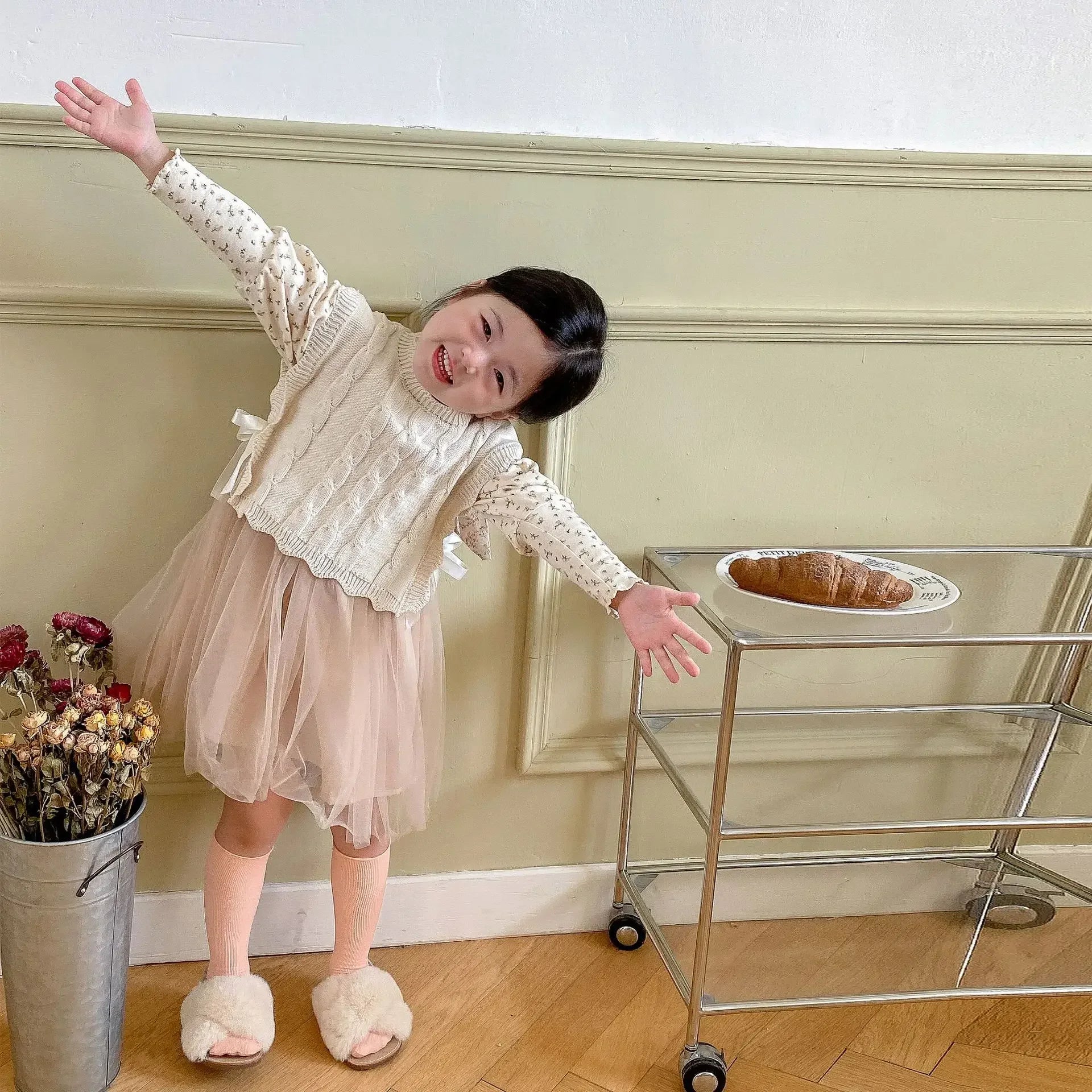 Striped Cotton Knitting Vest for Girls – Autumn/Winter