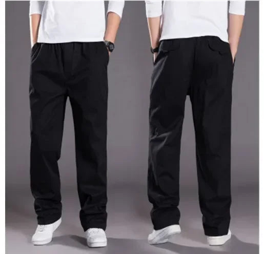 Men’s High Elastic Waist Straight-Leg Trousers
