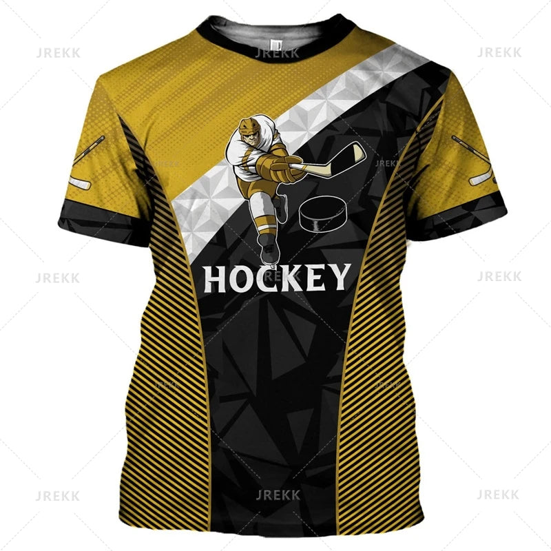 Vintage Field Hockey 3D Print T-Shirt | Hockey Stick Graphic Short Sleeve Streetwear Tee