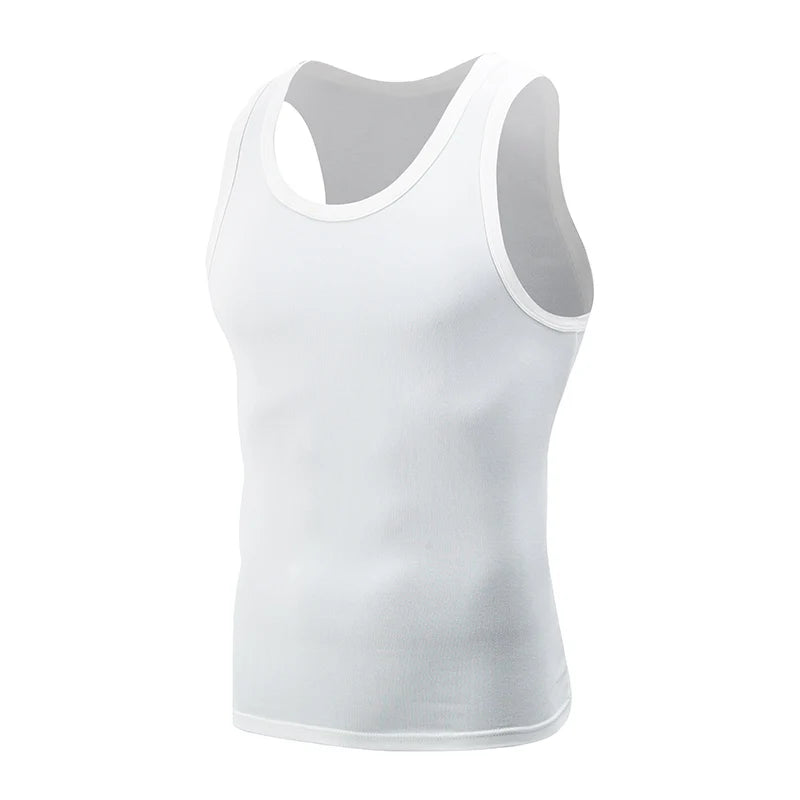 Men’s Classic Black & White Tank Top – Casual Sports Vest