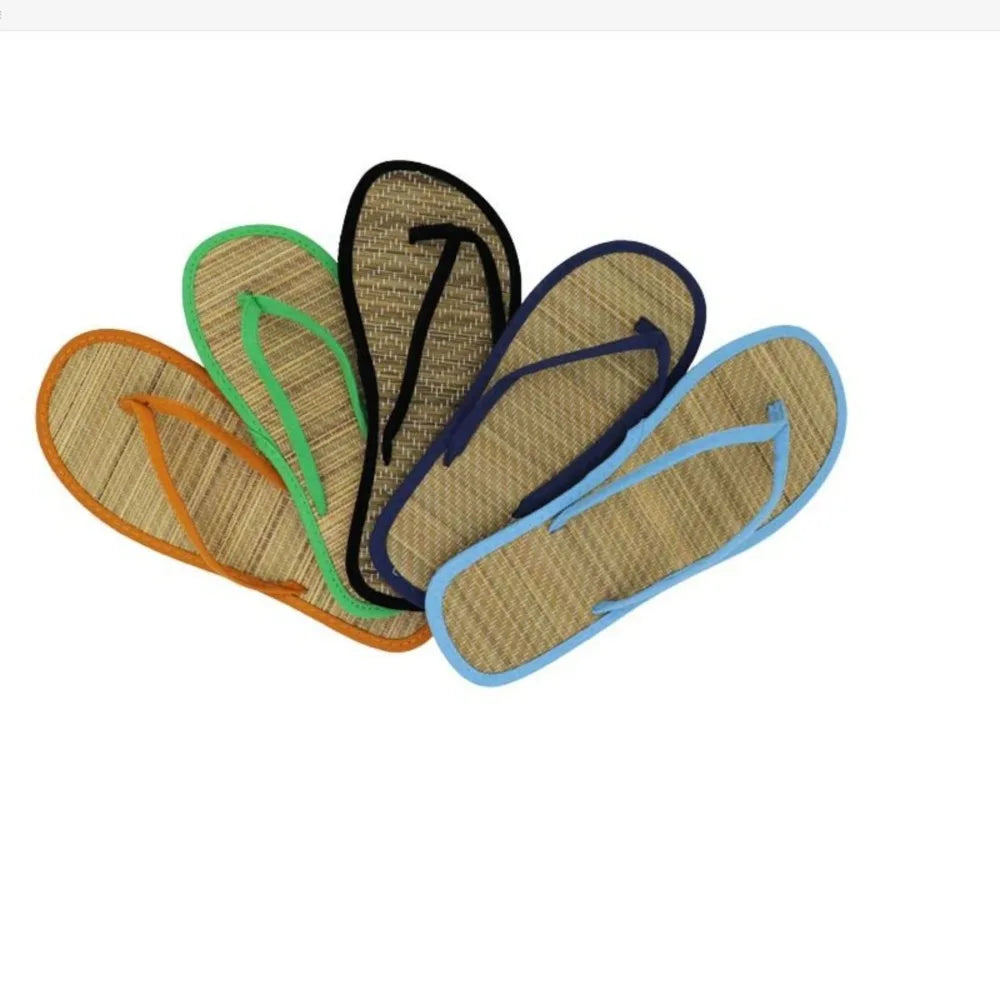 Women’s Flat Bamboo Rattan Flip-Flop Slippers