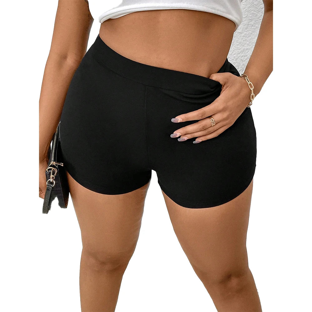 Plus Size High-Waisted Pleated Mini Shorts for Women | Asymmetric Office Style