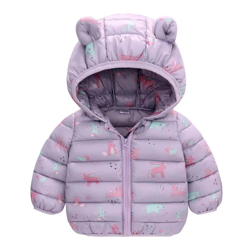 Kids Dinosaur Hooded Down Jacket