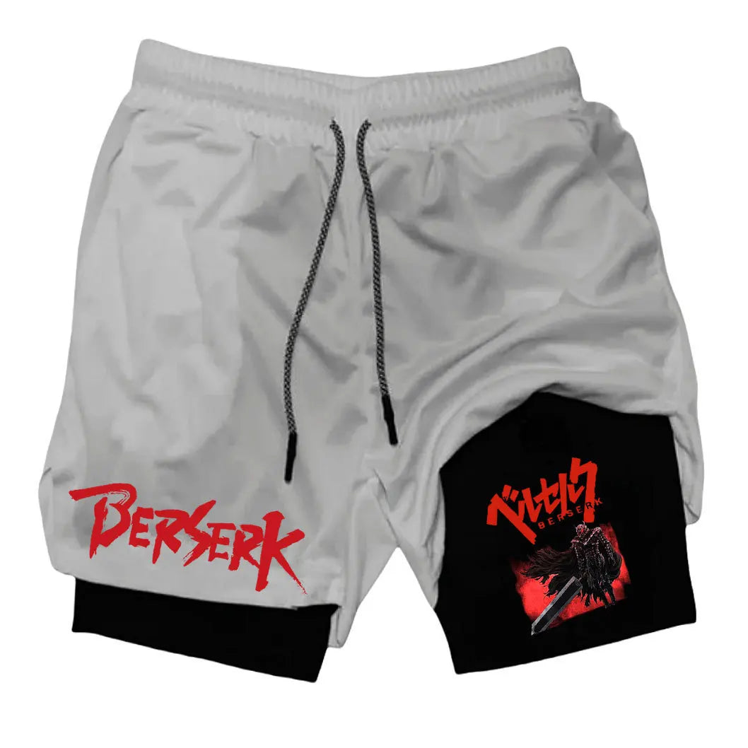 Anime Berserk Print Men’s 2-in-1 Running Shorts