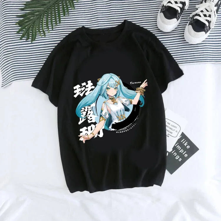 Genshin Impact Kawaii Graphic T-Shirt | Harajuku Anime Tee for Women