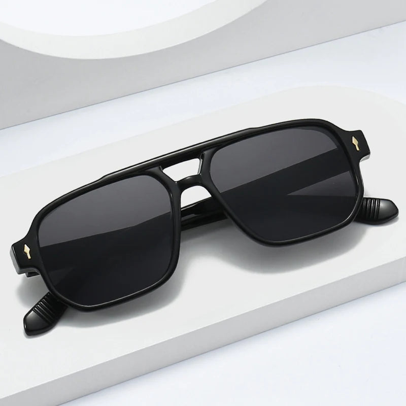 SO&EI Vintage Double Bridges Square Sunglasses