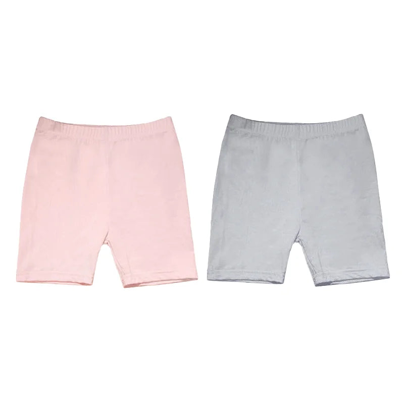 2Pcs Kids Girls Solid Color Cotton Leggings Safety Shorts