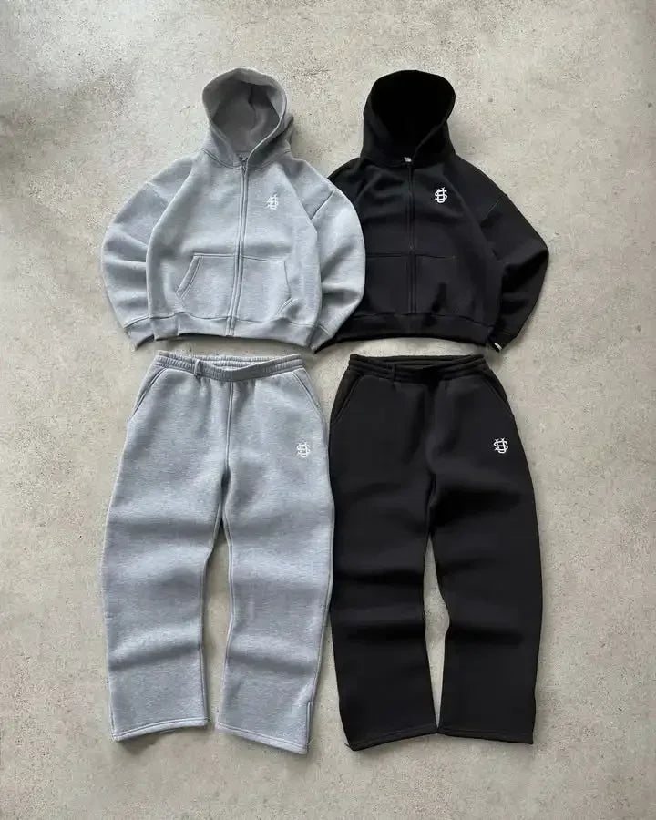 Embroidered sweatpants two-piece set Y2K clothing men&