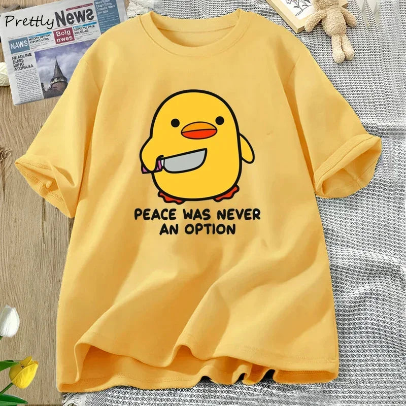 “Peace Was Never An Option” Goose Graphic T-Shirt – Women’s Short Sleeve Tee
