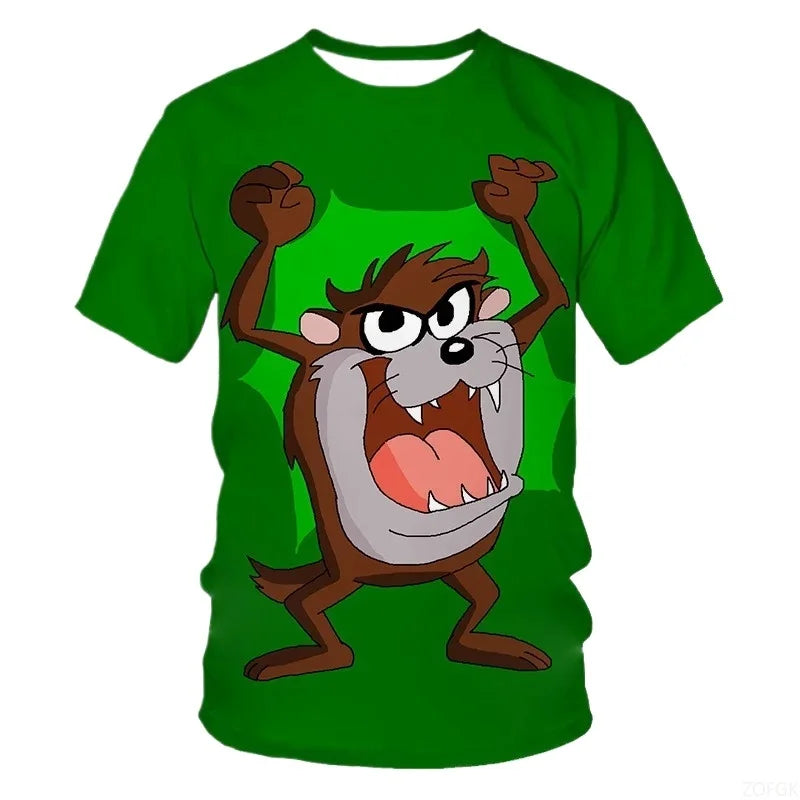 Summer New Trendy 3D Anime Monster Animal Dog Personalized Printed Comfortable Casual Round Neck Short Sleeved T-shirt