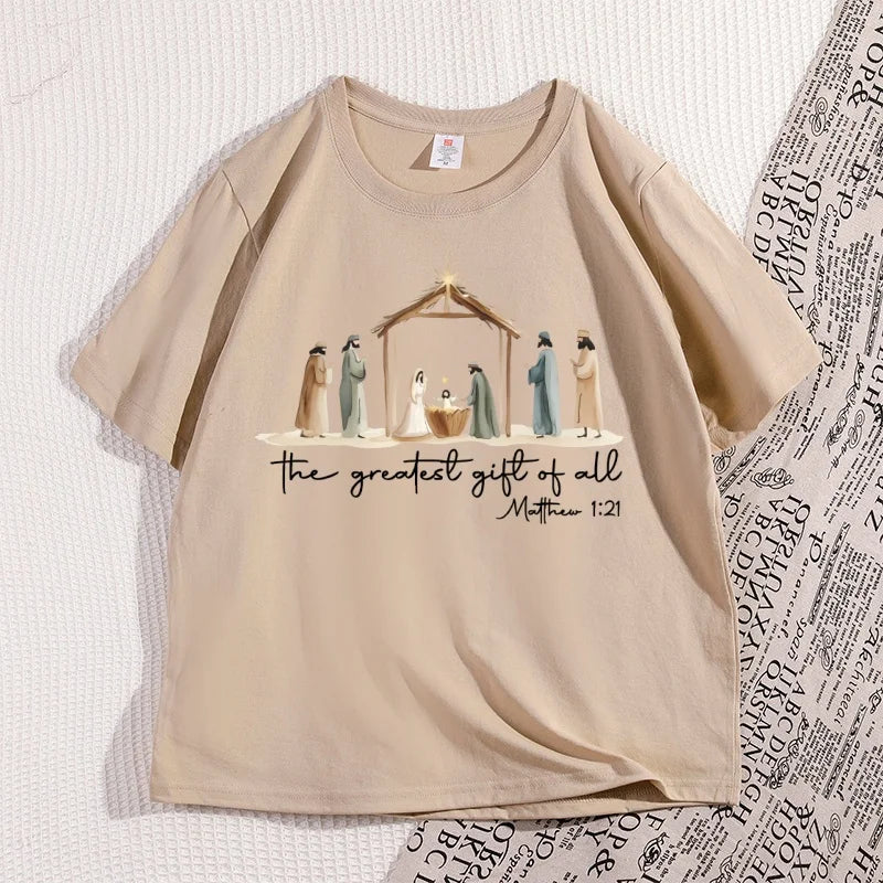 The Greatest Gift of All Nativity Christmas T-Shirt | Religious Jesus Graphic Tee