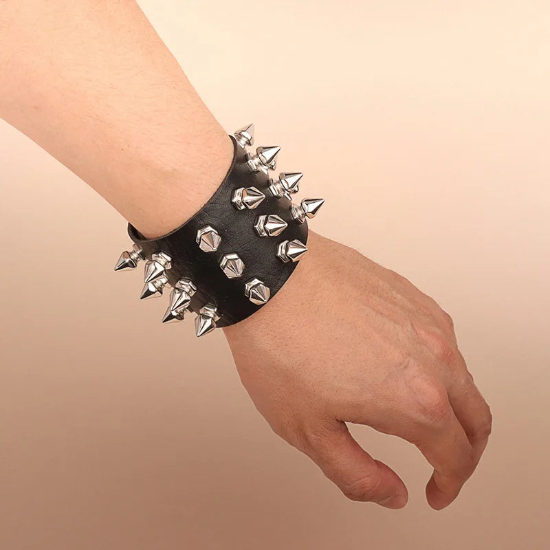 Punk Leather Spike Bracelet