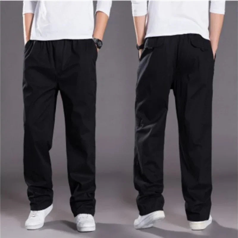 Men’s High Elastic Waist Straight-Leg Trousers