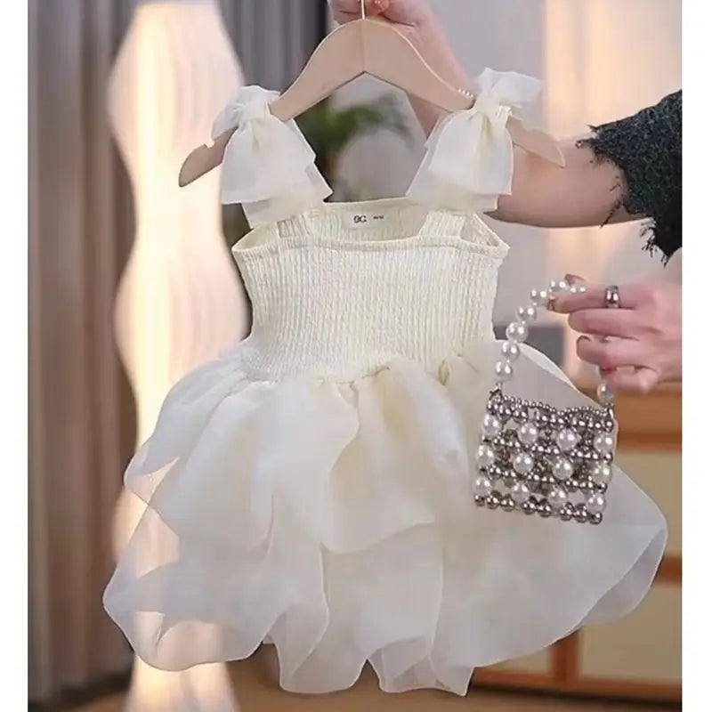Girls’ Summer Fluffy Sling Princess Dress