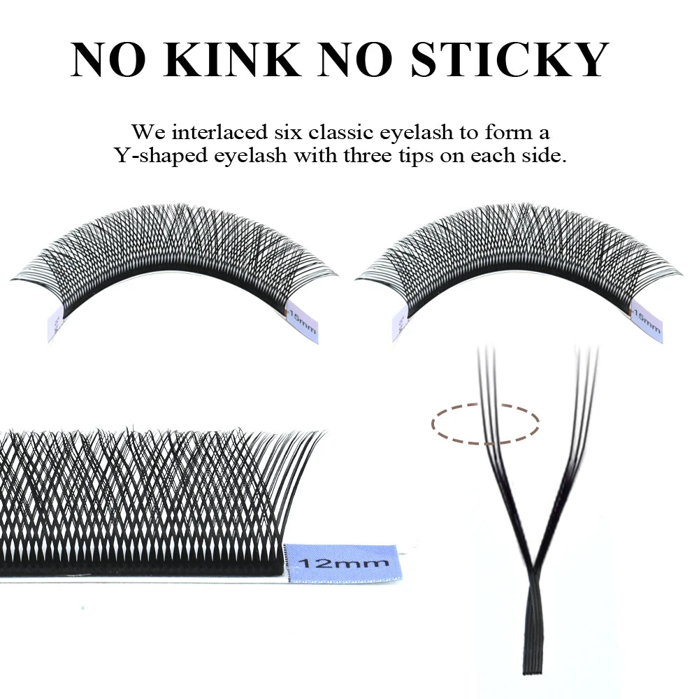 YY Shape Double/Three Split Tips Triple Top Interlaced Root Eyelash Extensions - Amazing G