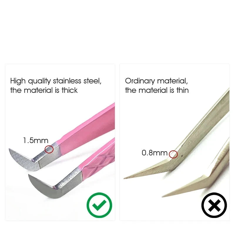 Rose Red Tweezers Stainless Steel High Precision Anti-static Tweezers for Eyelash Extensions Makeup