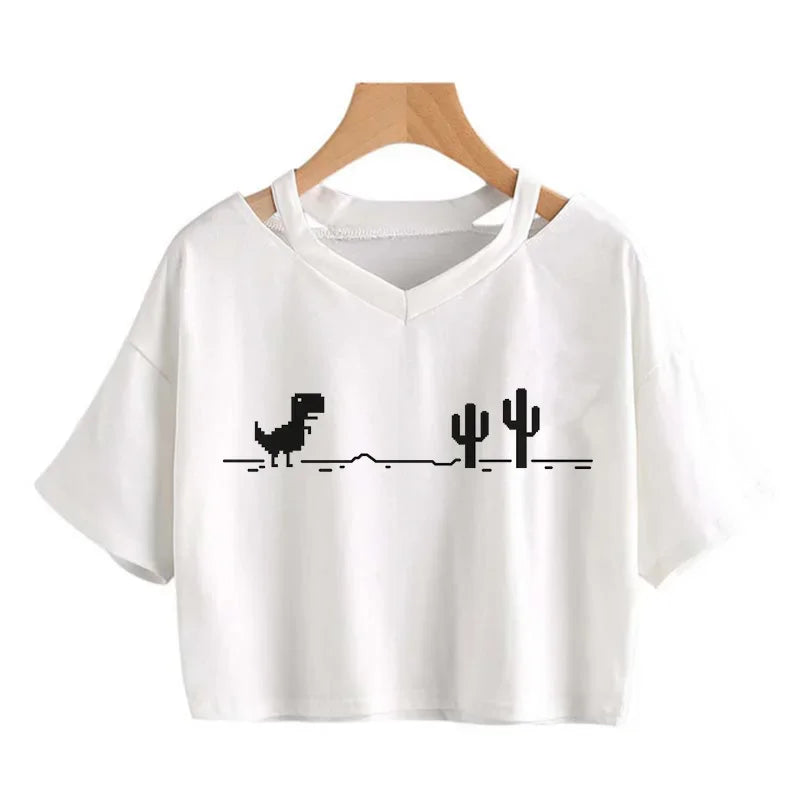 Y2K Graphic Cropped T-Shirt for Women | Harajuku Gothic Korean Style Tee