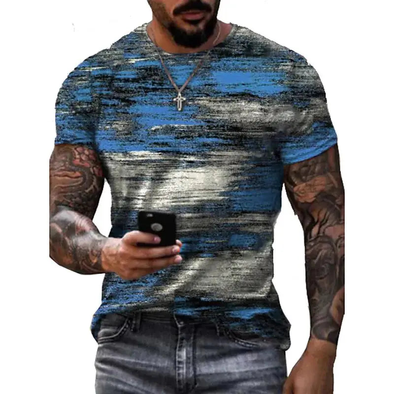 Men’s Graffiti 3D Print T-Shirt – Casual Loose Streetwear Short Sleeve