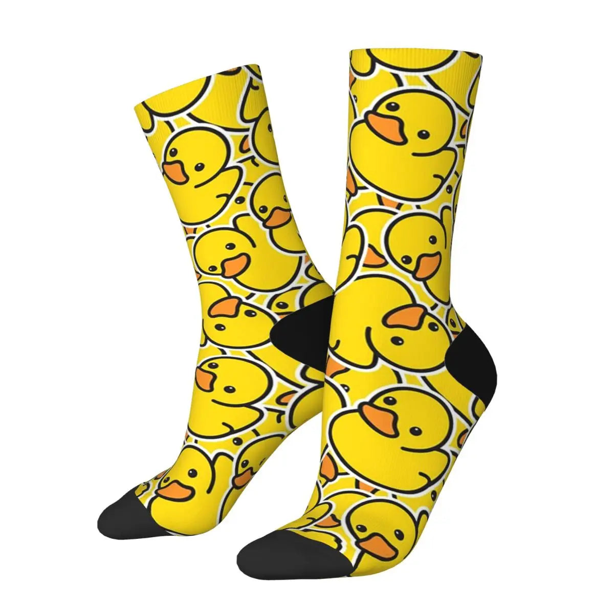 Yellow Bathtime Rubber Ducks Pattern Socks | Harajuku Style All-Season Crew Socks