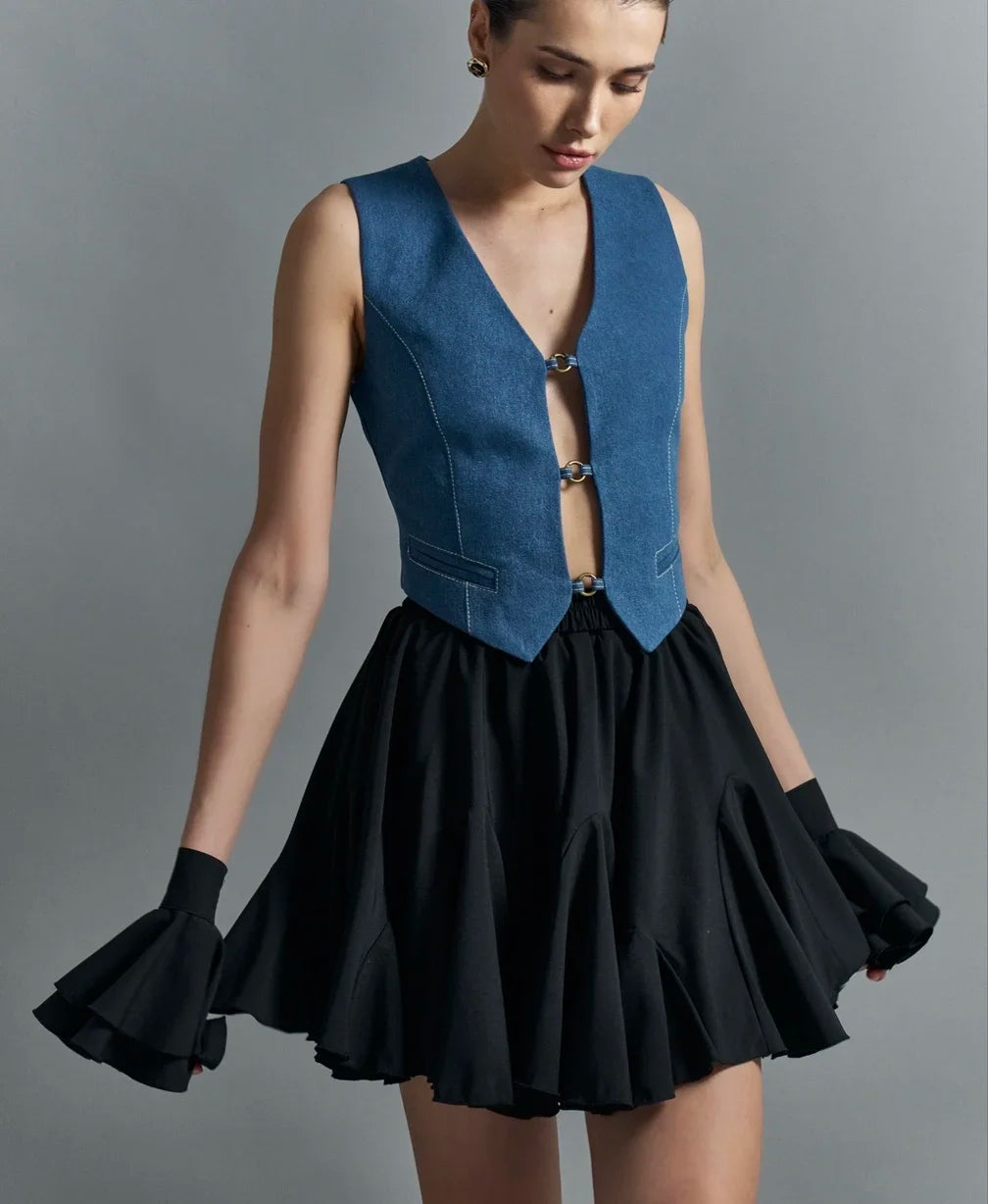 Summer White Ruffle Mini Skirt | High Waist Vintage Tennis Style