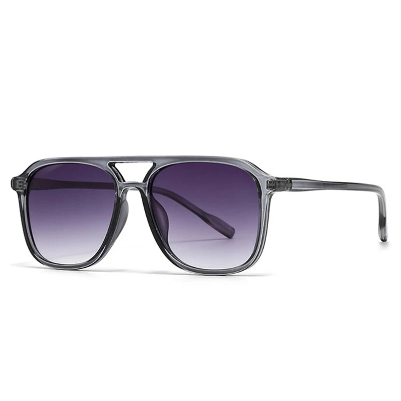 Retro Double Bridge Square Sunglasses – Fashion Gradient UV400 Shades