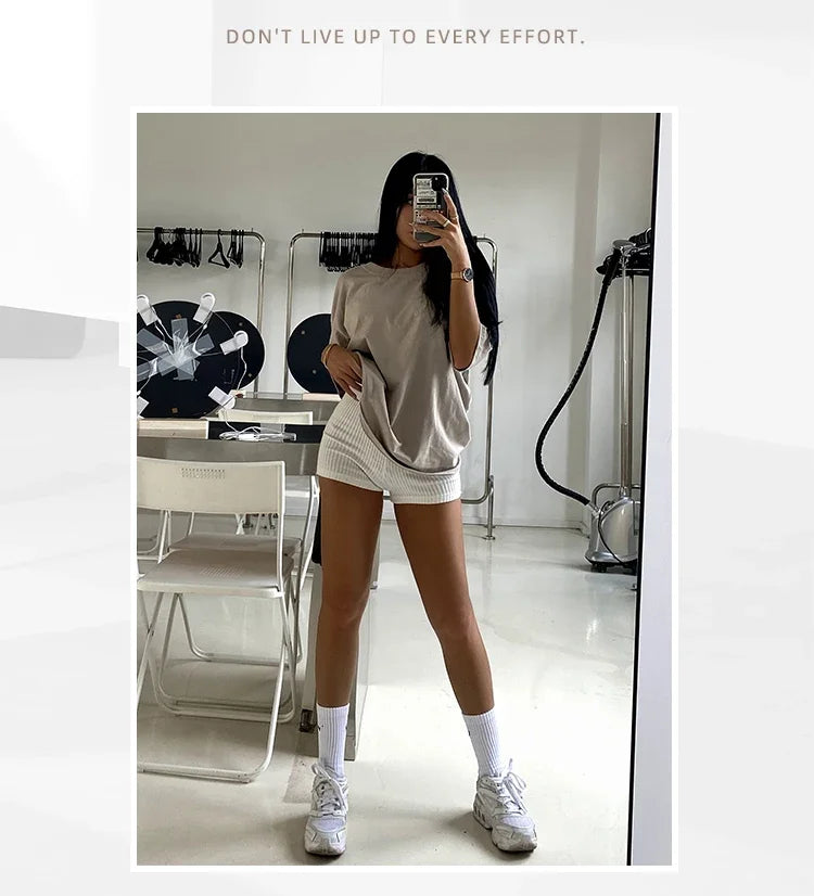 Women’s High-Waist A-Line Knit Shorts | Slim Sports & Casual Wear