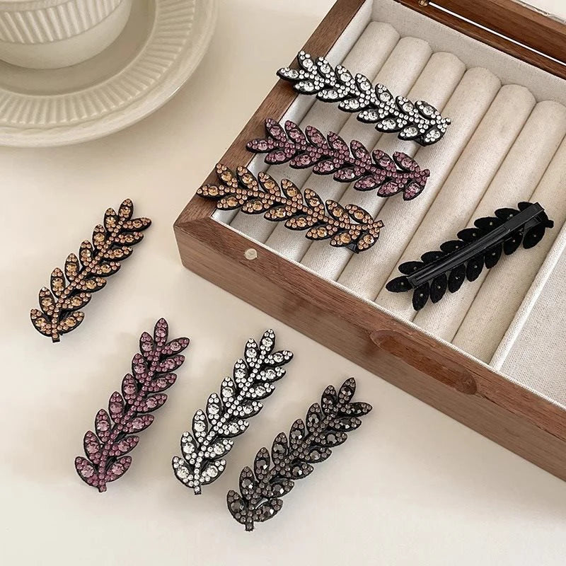 Elegant Rhinestone Sparkling Wheat Hair Clips for Women