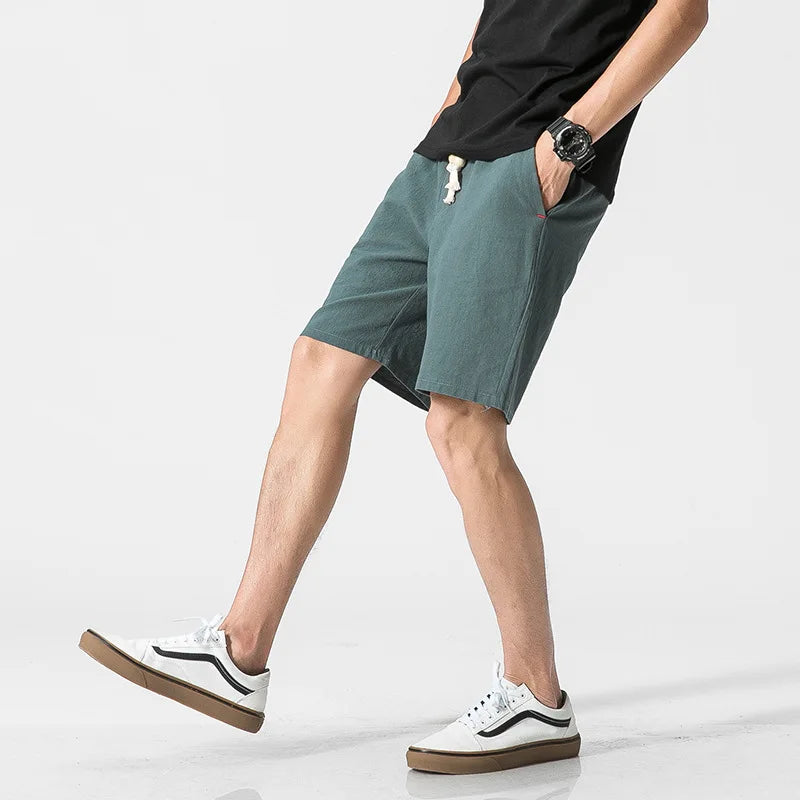 Men’s Cotton Linen Beach Board Shorts
