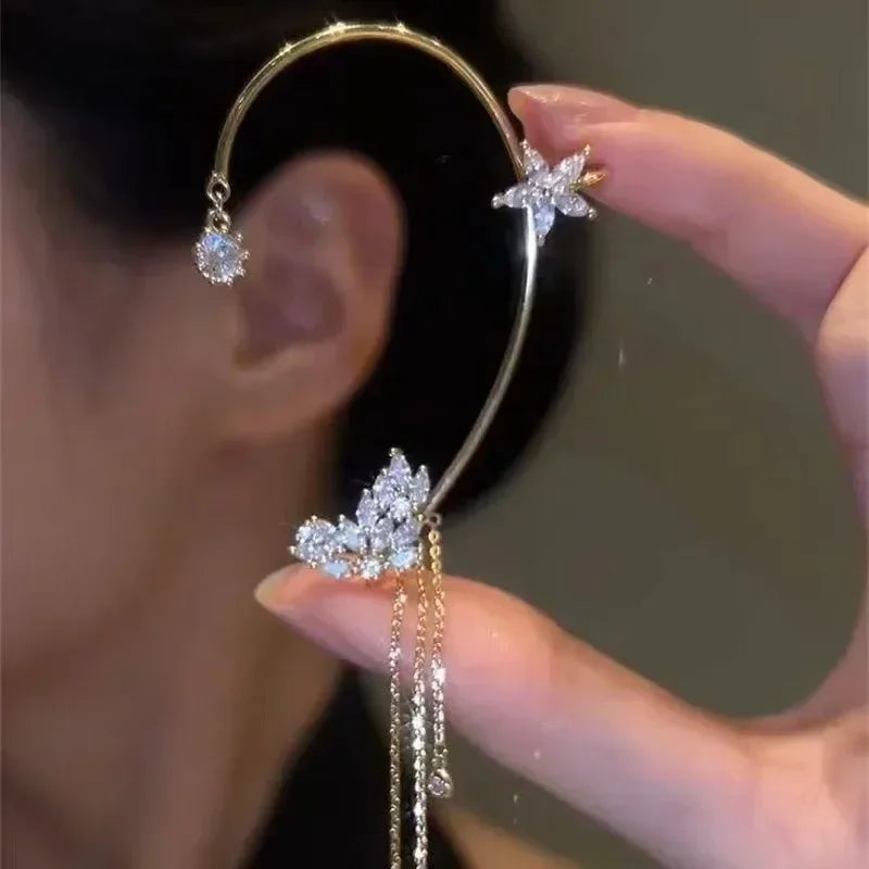 Zircon Butterfly Tassel Ear Cuff for Women