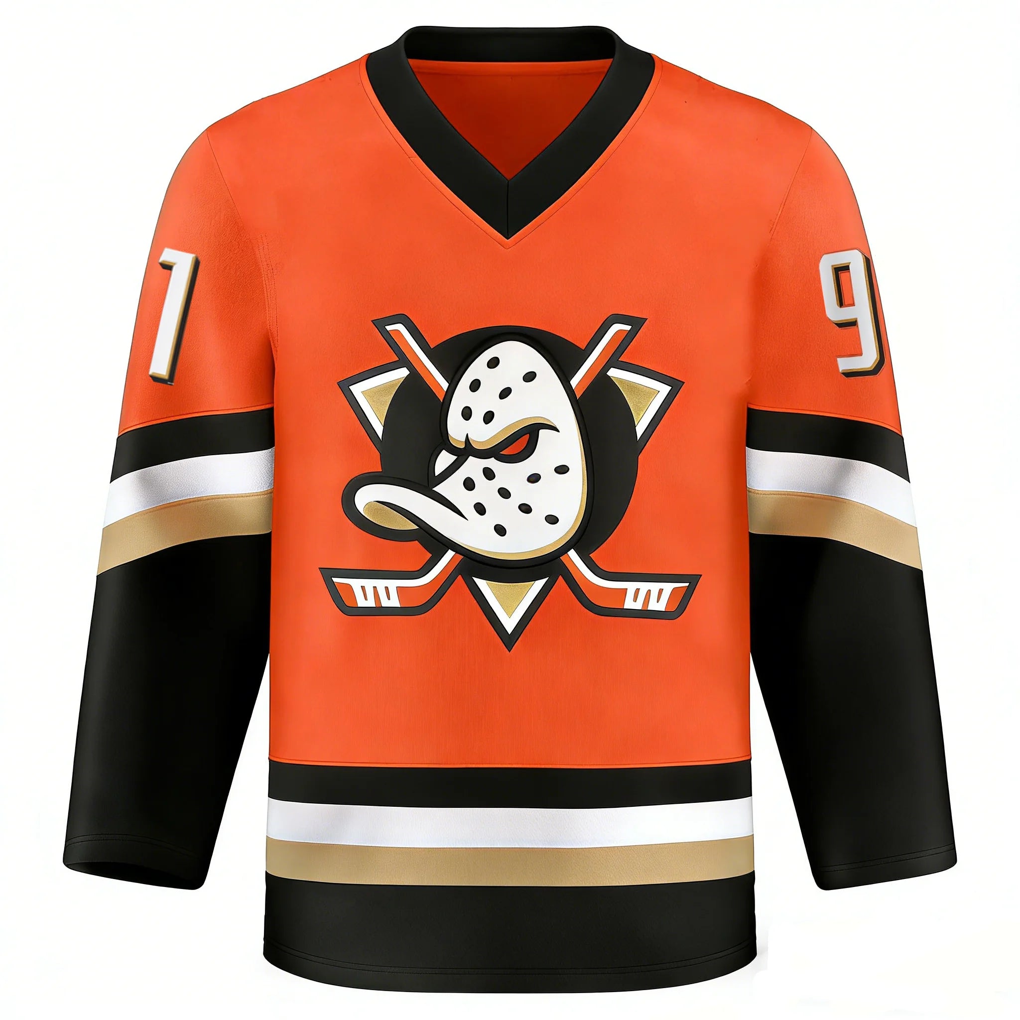 Ice Hockey Jersey | Duck Logo 3D HD Print Long-Sleeve Sports Shirt