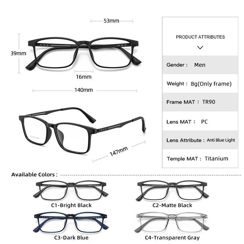 CLLOIO UltraLight Pure Titanium Anti-Blue Ray Reading Glasses