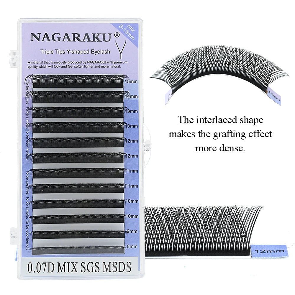 YY Shape Double/Three Split Tips Triple Top Interlaced Root Eyelash Extensions - Amazing G