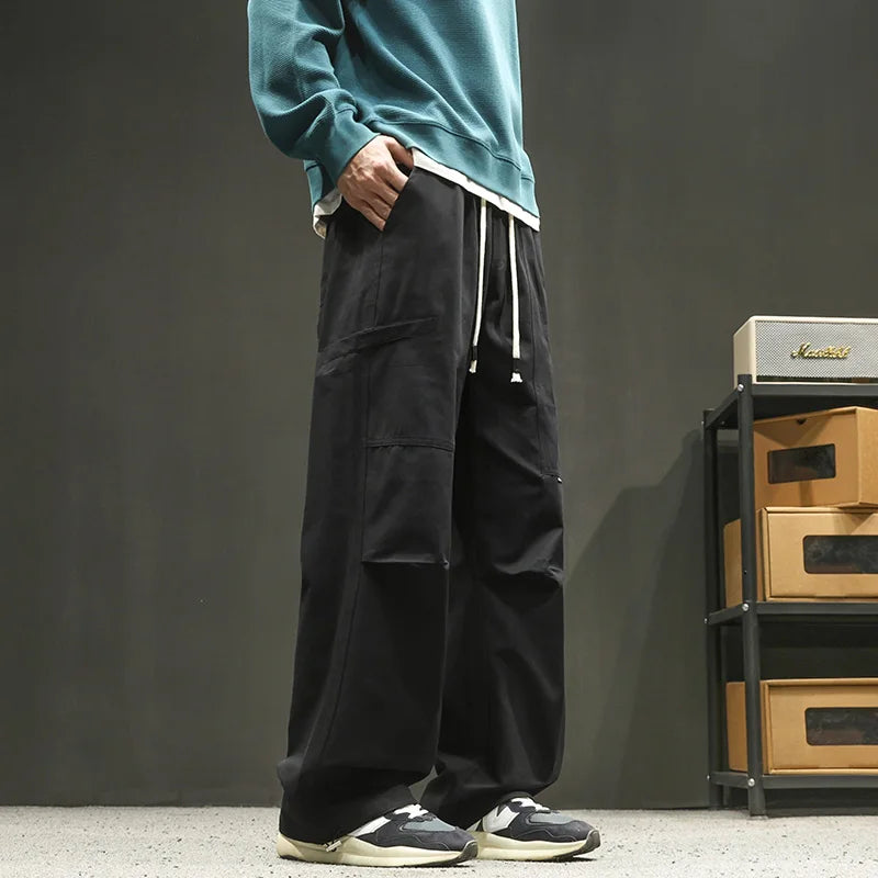 Oversized Streetwear Joggers with Drop-Crotch & Straight Leg