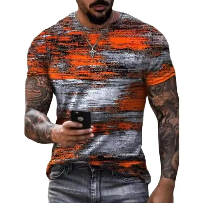 Men’s Graffiti 3D Print T-Shirt – Casual Loose Streetwear Short Sleeve
