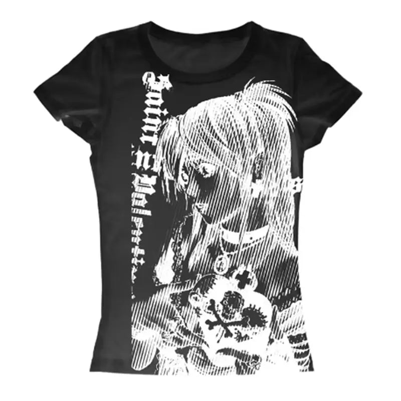 Women’s Y2K Anime Print Crop Tee
