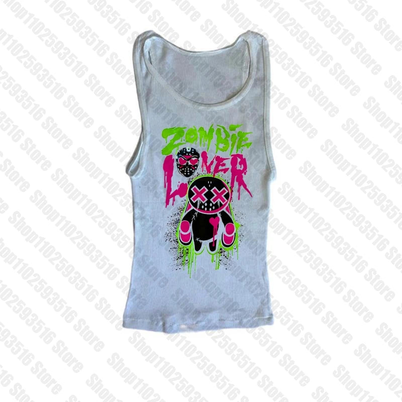Y2K Anime Letter Crop Top for Women