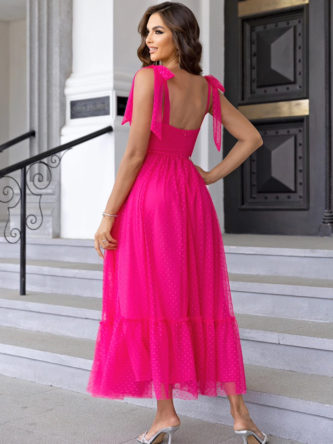 Sexy Backless Mesh Maxi Slip Dress